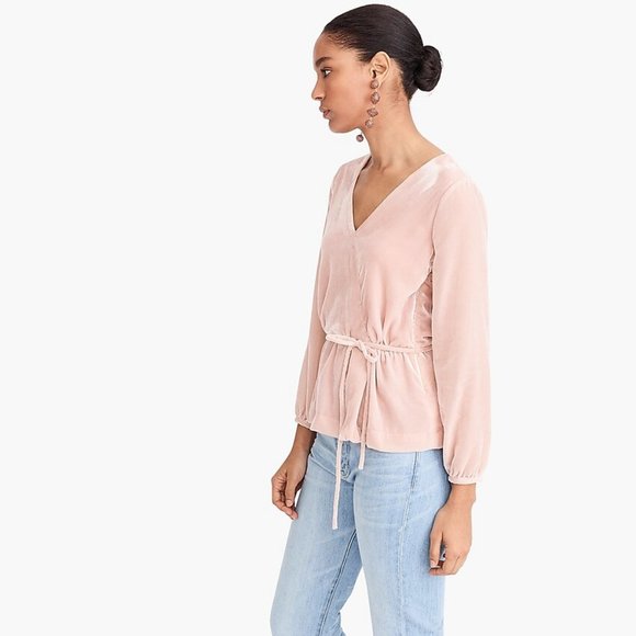 NWT J.Crew Faux Wrap Top In Drapey Velvet Size 0P - Picture 5 of 11